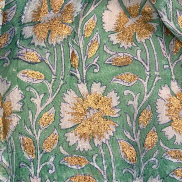 NWOT Oliphant Pintuck Floral Ruffle Top Block Print Green Size Small $188.00 - Picture 7 of 9